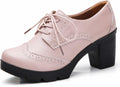 Women's T-Strap Platform Mid-Heel Square Toe Oxfords - Comfortable