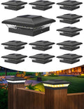 4x4 Fence Post Solar Lights Outdoor - 12 Pack Dusk to Dawn