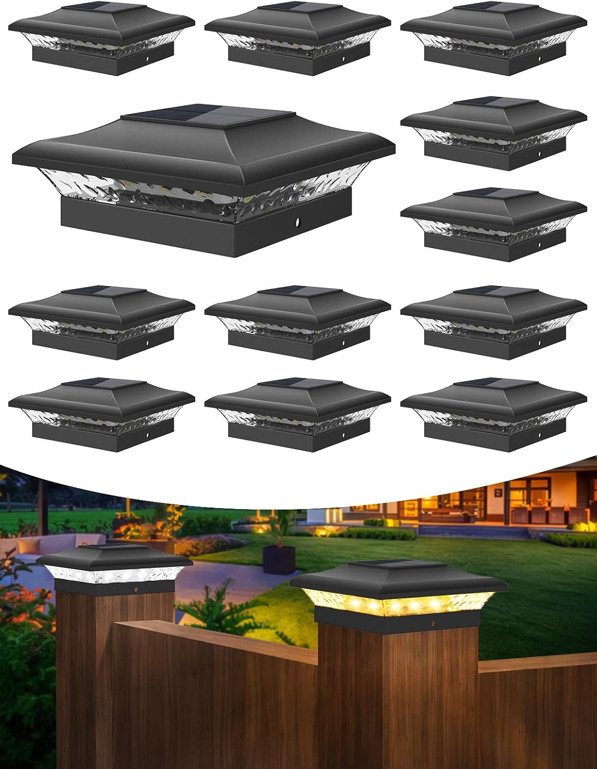 T-SUN 4x4 Fence Post Solar Lights - Waterproof Outdoor Lighting