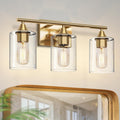 Gold Bathroom Light Fixtures 3-Light Vanity - Brushed Brass Elegance