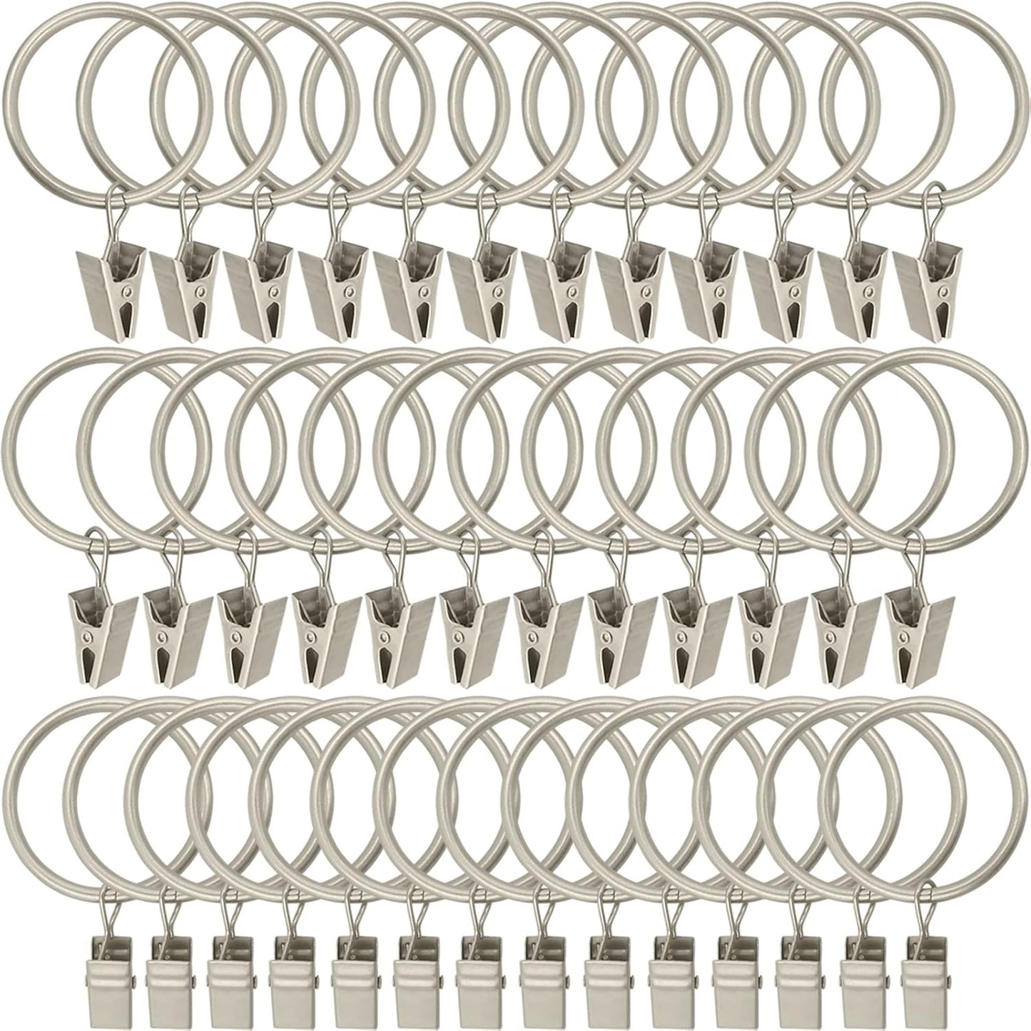Matte Silver Curtain Rings: 40 Pack, Hassle-Free Drapery Hanging