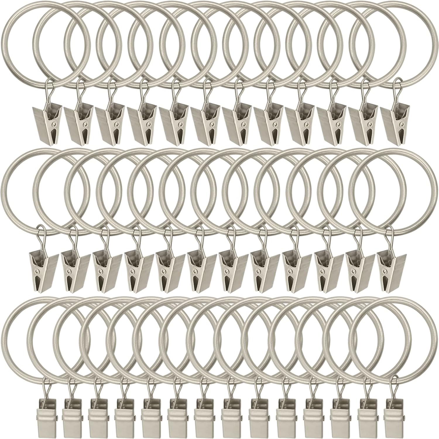Matte Silver Curtain Rings: 40 Pack, Hassle-Free Drapery Hanging