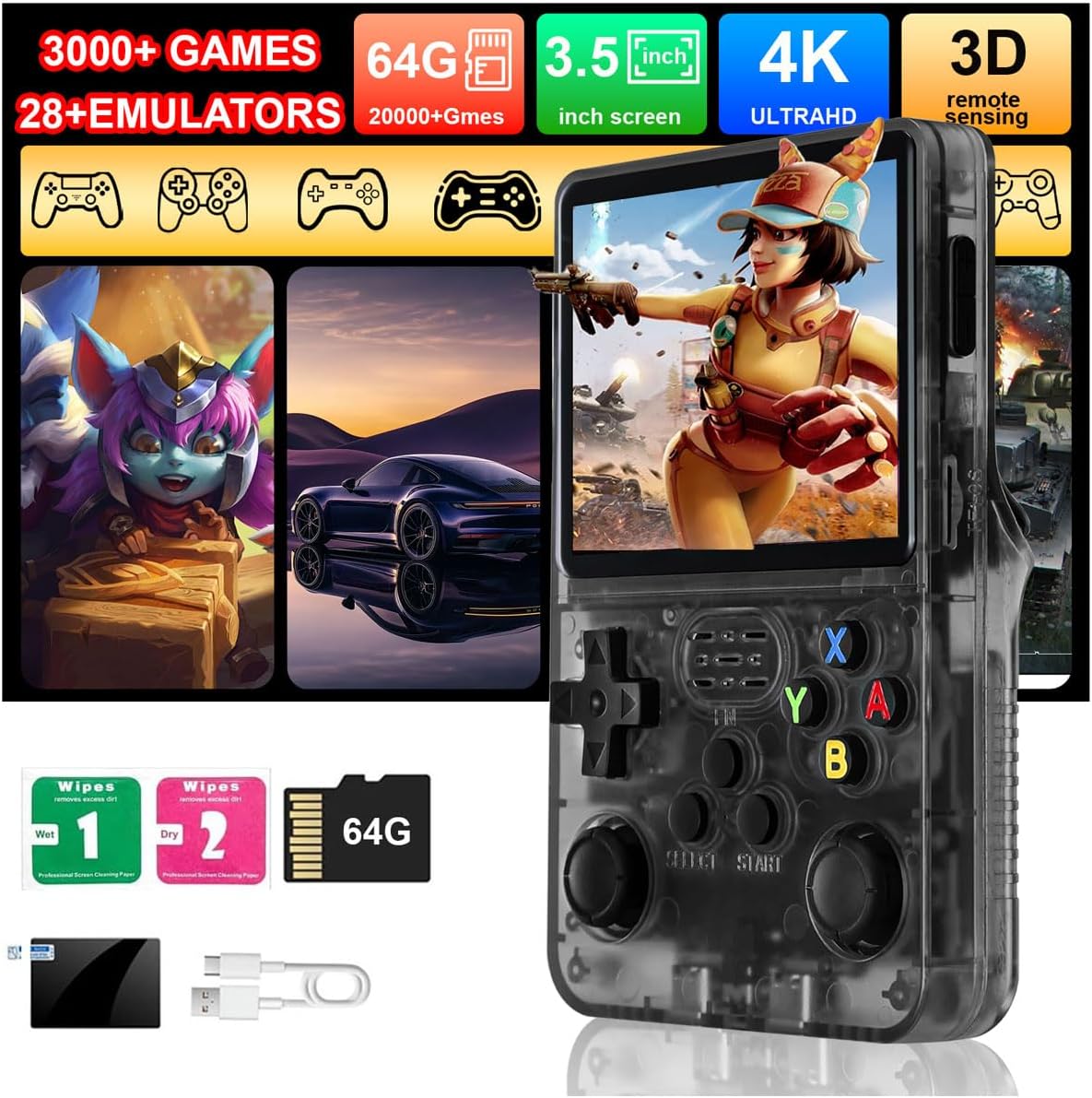 R36S Handheld Game Console with 3000+ Built-in Games for All