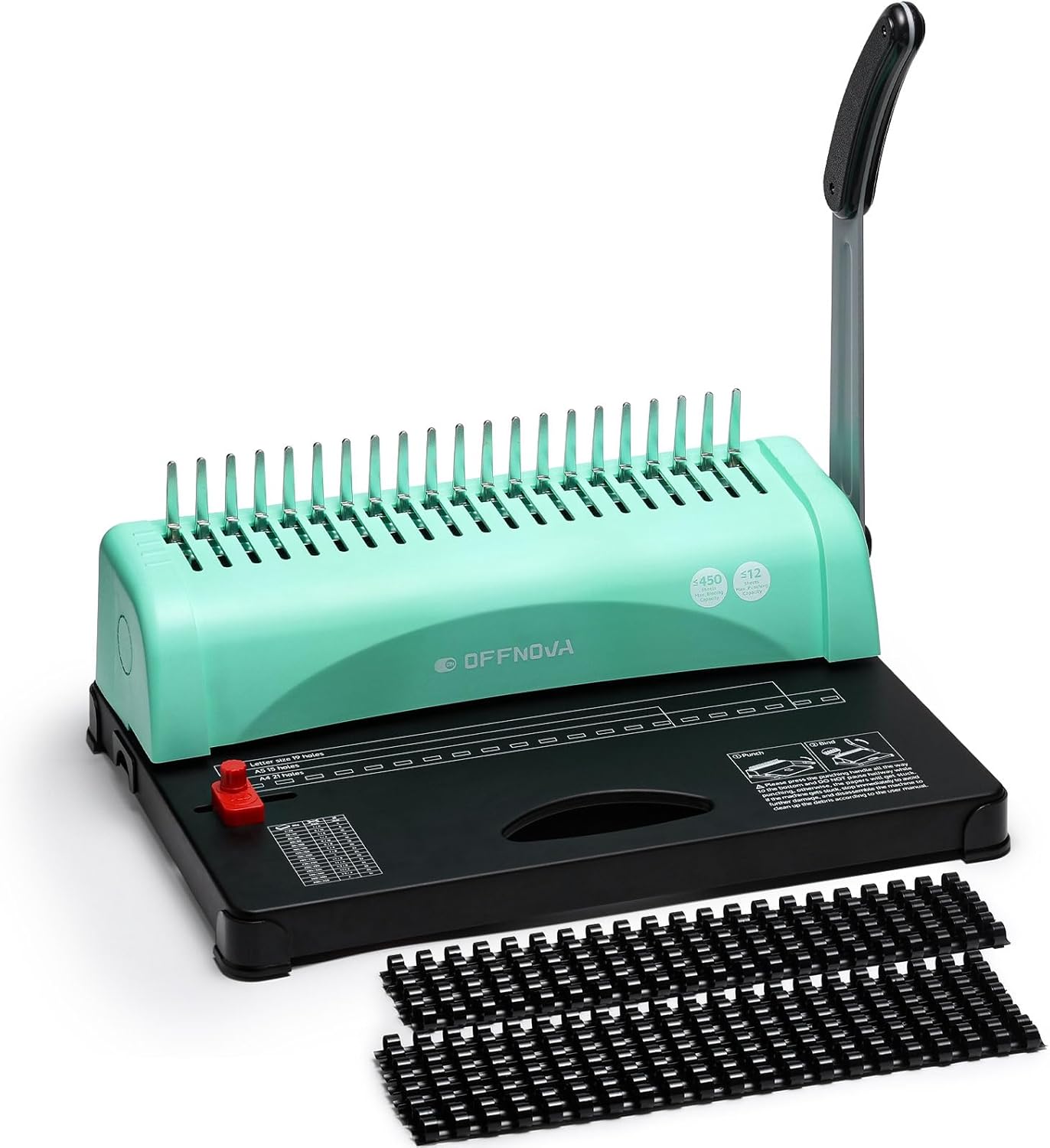 OFFNOVA Binding Machine for 21-Hole 450 Sheets Paper Binding