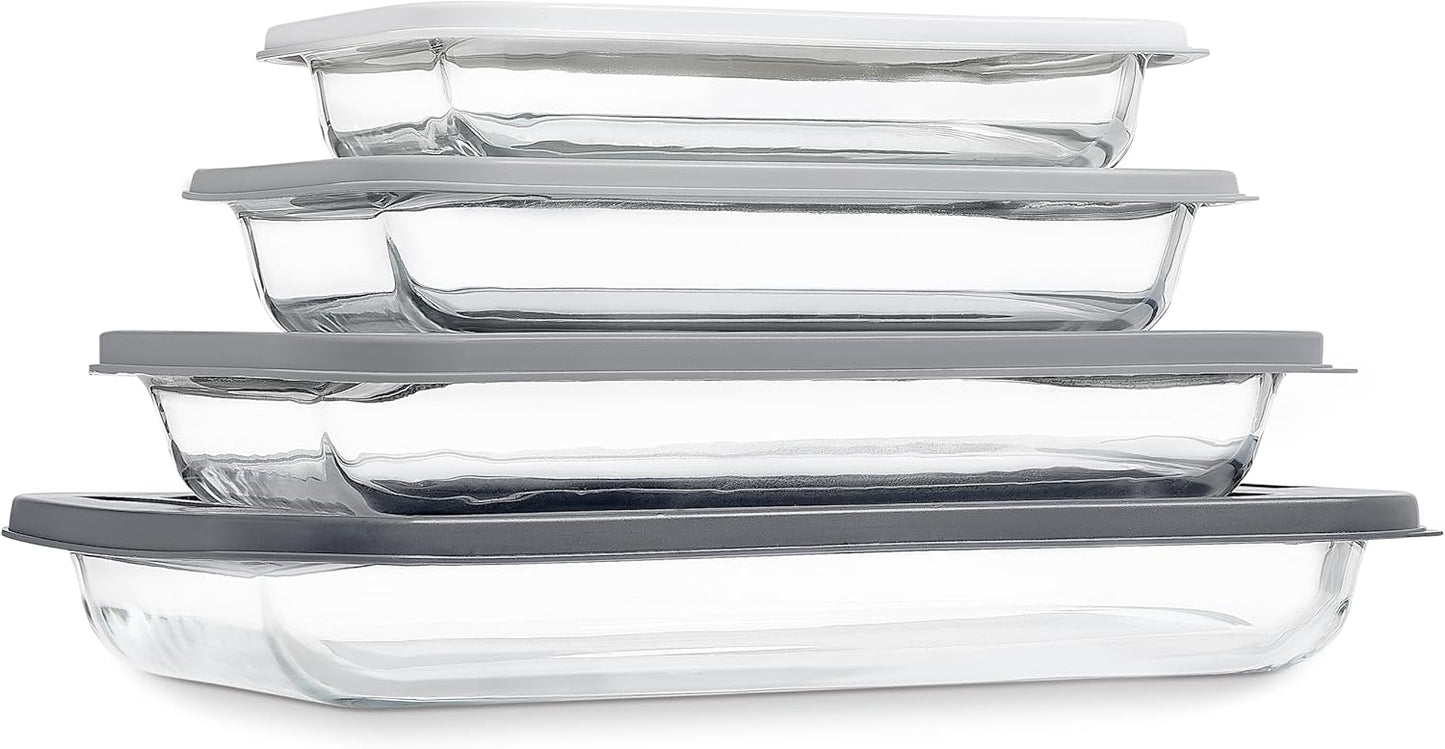 8-Piece Deep Glass Baking Dish Set for Versatile Cooking Needs