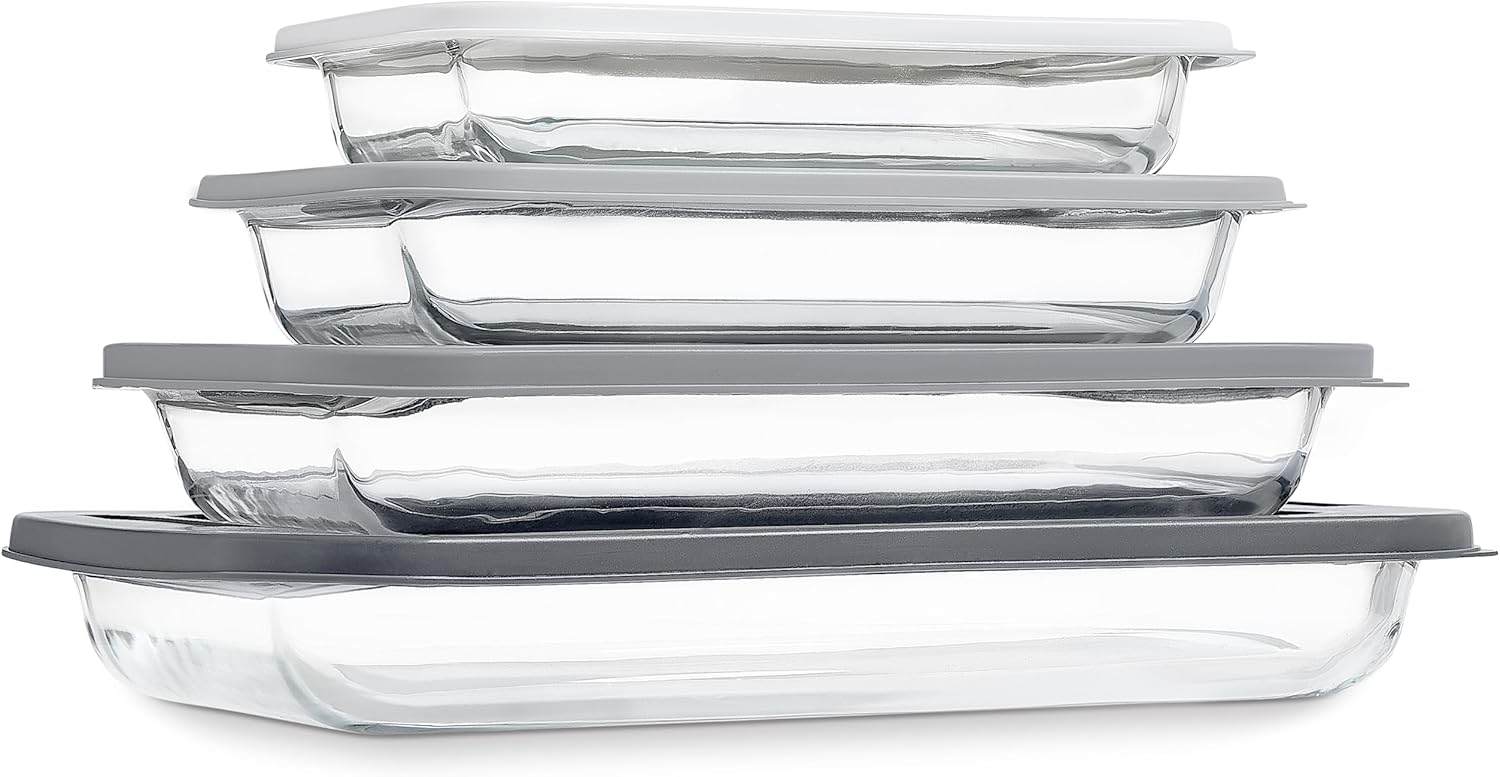 8-Piece Deep Glass Baking Dish Set for Versatile Cooking Needs