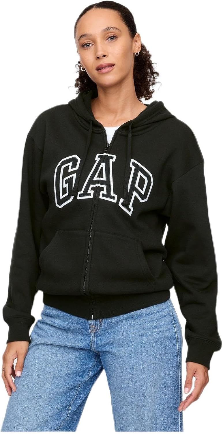 GAP Womens Logo Hoodie Full Zip Sweatshirt for Everyday Style