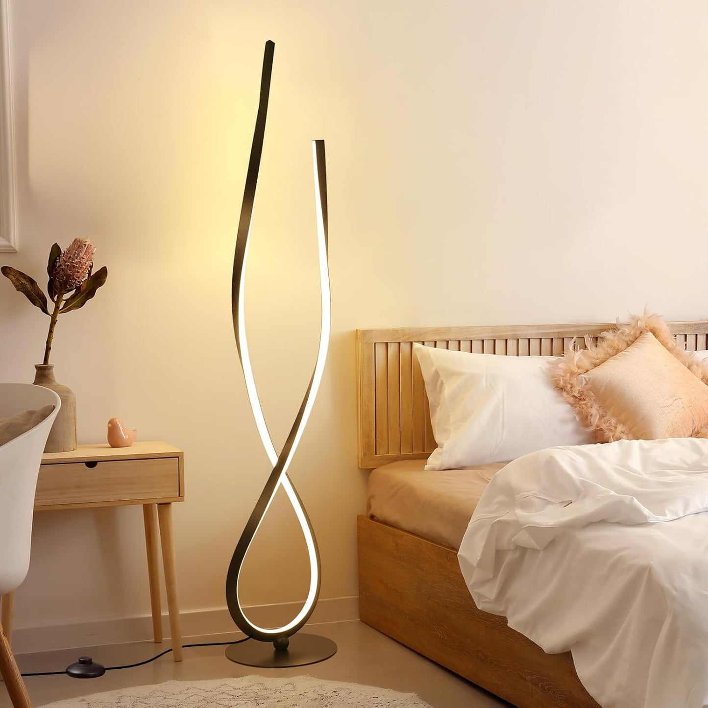 NUUR Spiral Floor Lamp: 59in Tall LED Modern Standing Light