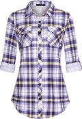 Womens Soft Stretchy Knit Plaid Shirt - Comfortable Everyday Layer you