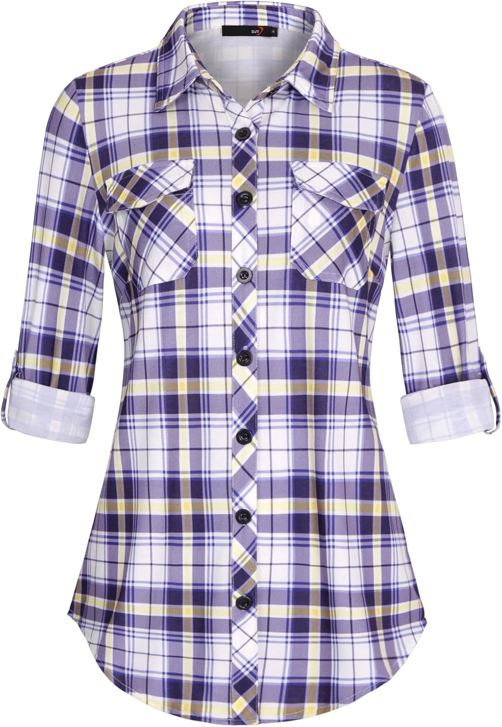 DJT Womens Soft Stretchy Knit Plaid Shirts for Every Occasion
