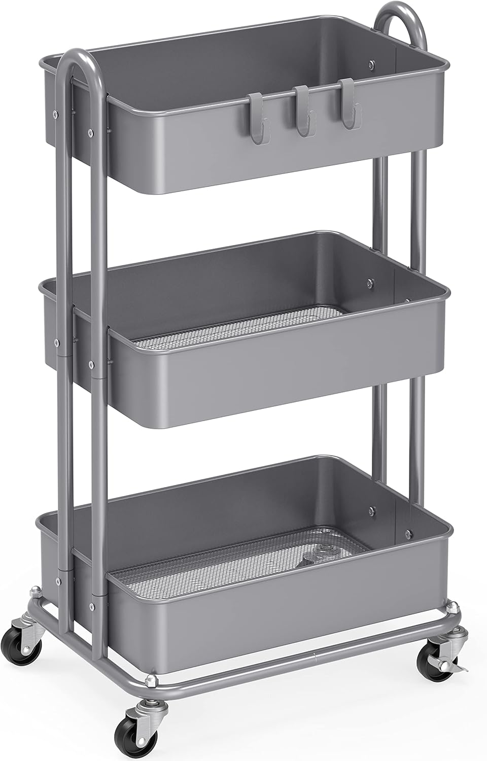 Heavy Duty Metal Utility Rolling Cart for Home and Office Use