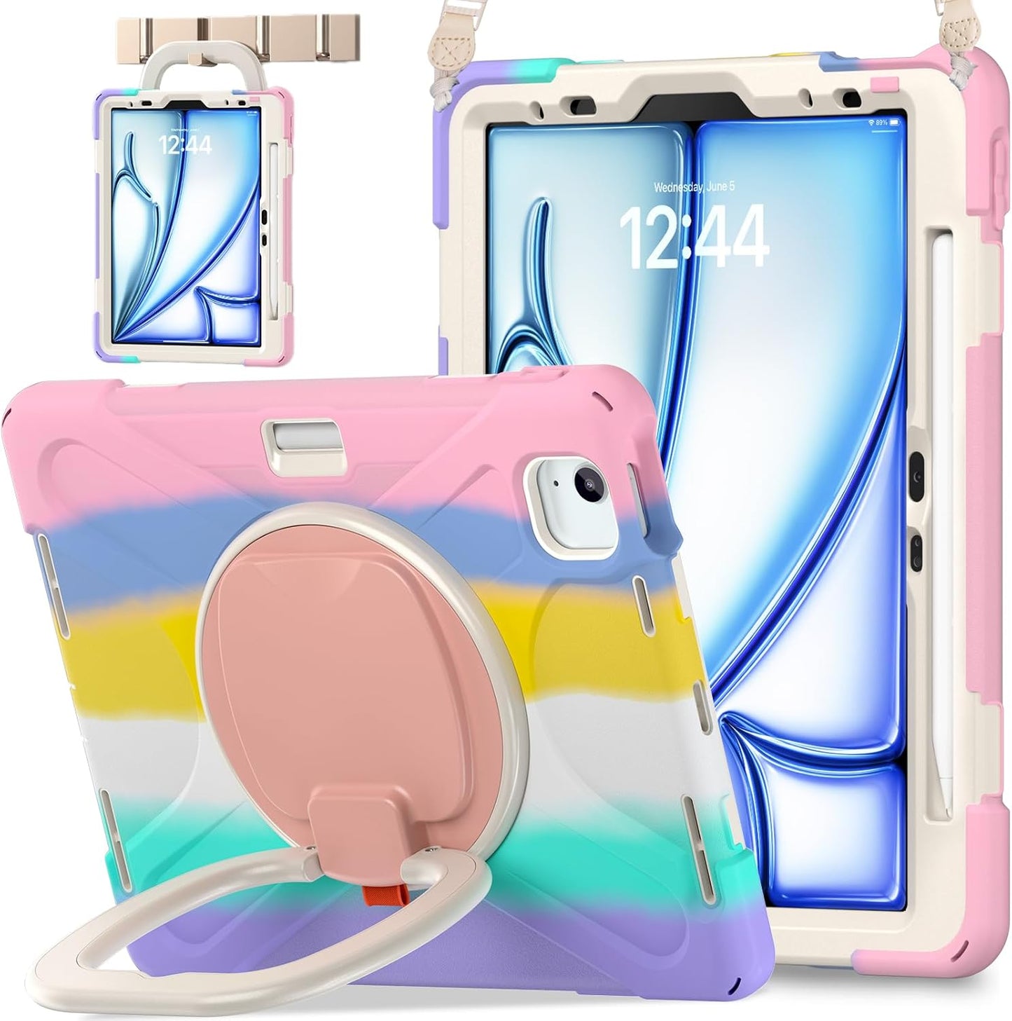 BATYUE iPad Air 11-inch Case with 360 Rotating Stand and Strap