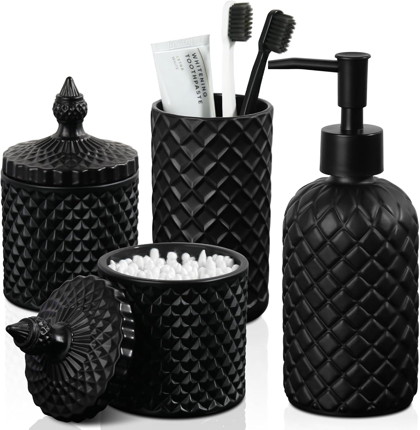 Matte Black Bathroom Accessories Set for Elegant Gothic Decor