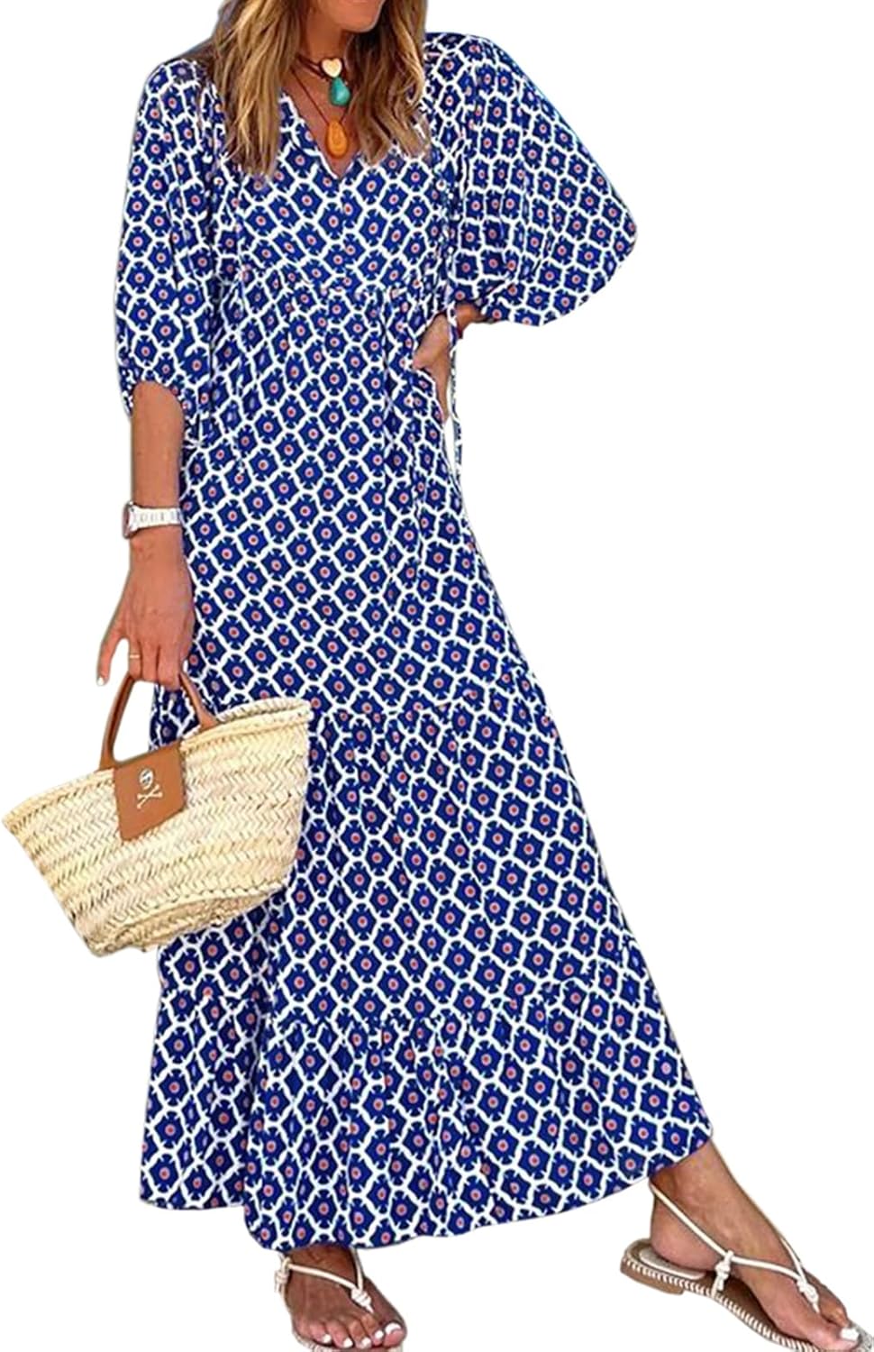 Bohemian Geometric Pattern Maxi Long Dresses for Women