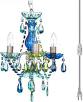 Brink House Plug-in 3 Light Chandelier with Blue Green Crystals