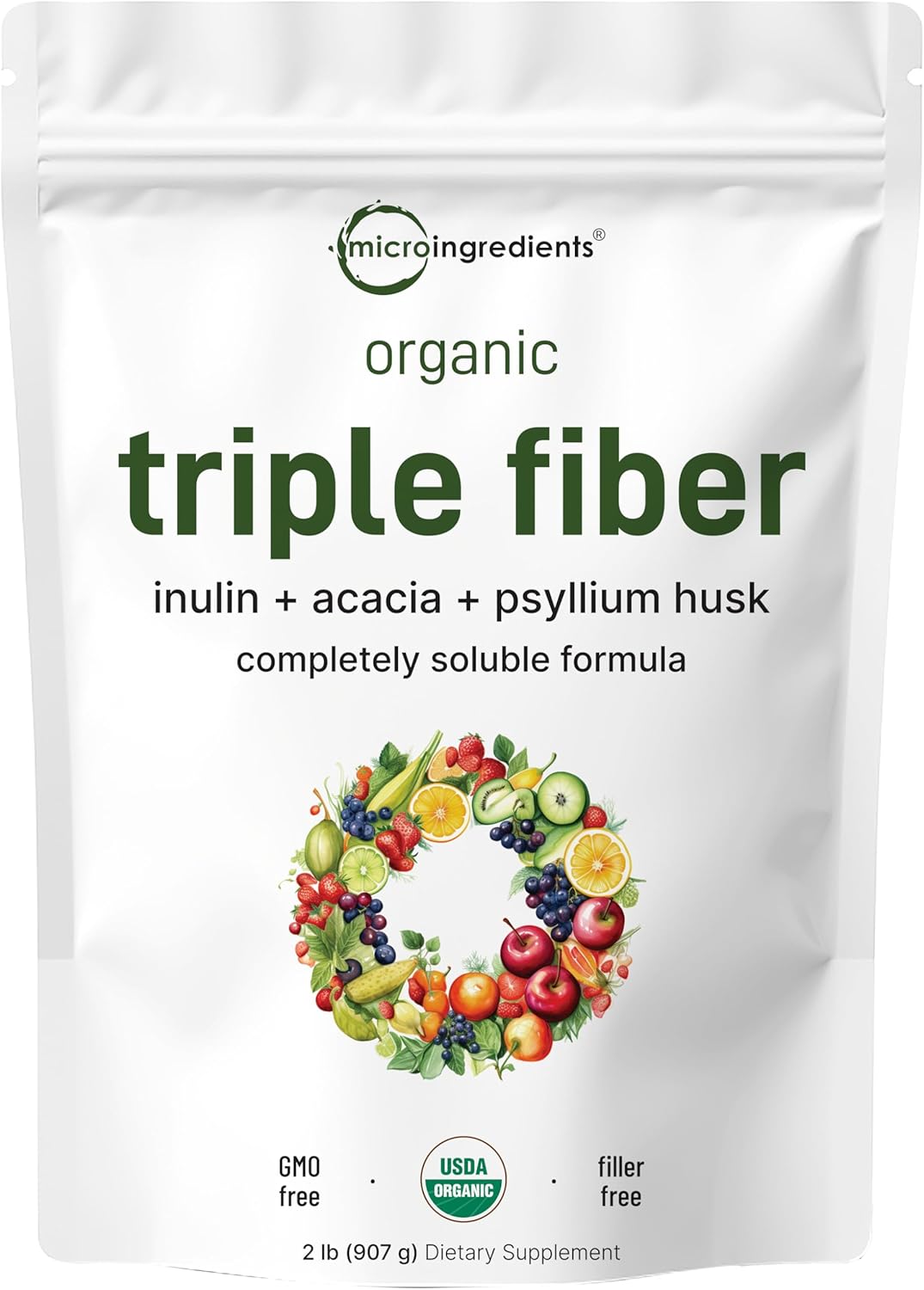 Organic Triple Fiber Powder for Digestive and Gut Health