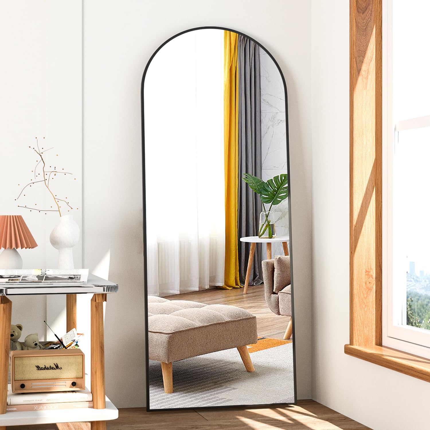 Full Length Mirror with Stand, 56x16 Arched Design for Home