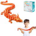 30in 3D Printed Dragon Figurine - Large Articulated Red Gold Toy
