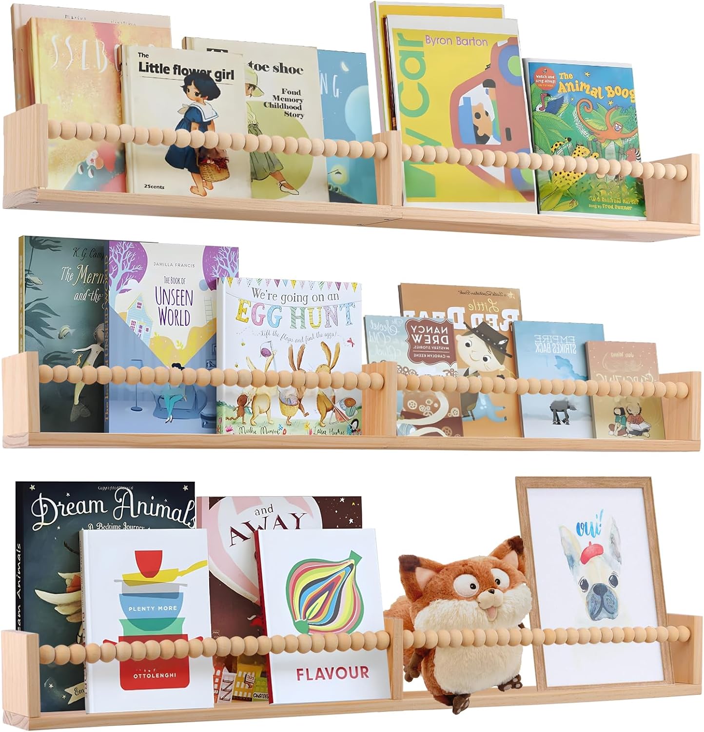 Nursery Book Shelves for Kids Rooms - Floating Wall Shelves Set