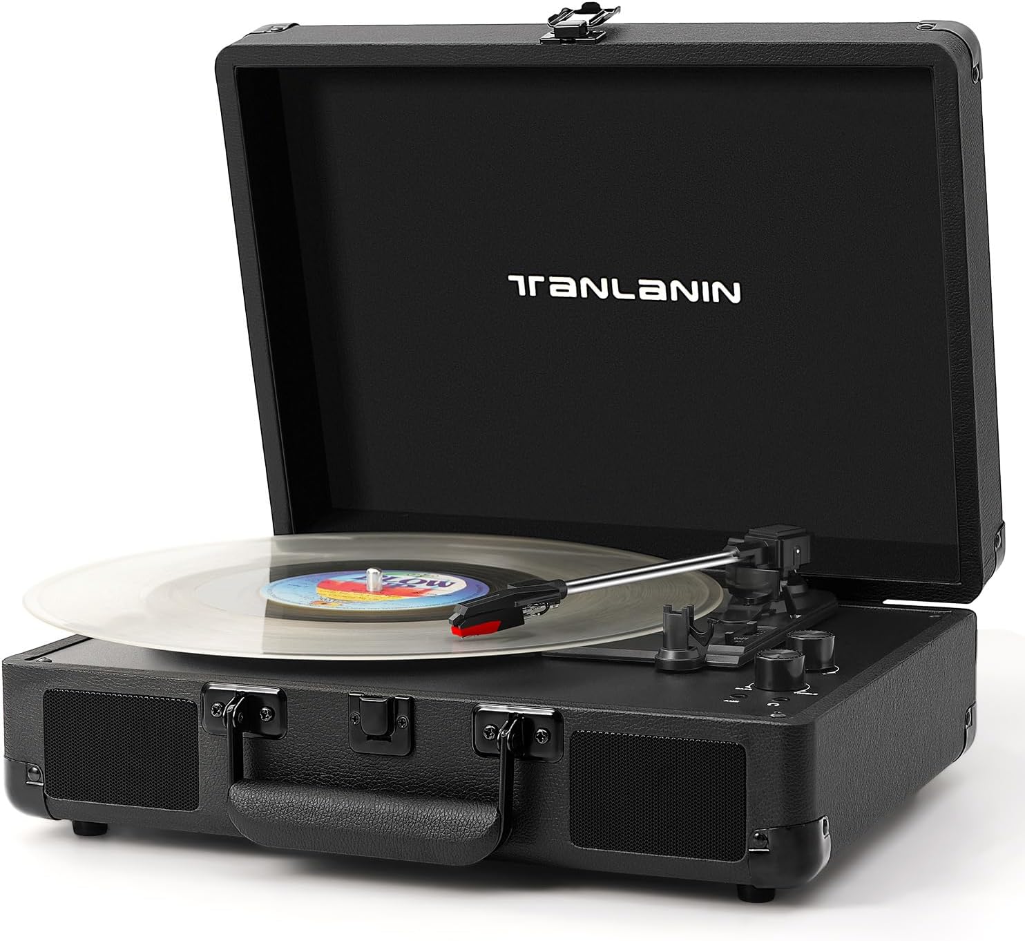Portable Record Player with Bluetooth and 3-Speed Turntable