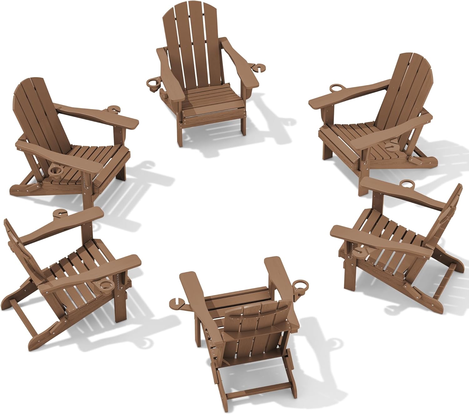 SERWALL Adirondack Chair Set of 6 with Cup Holders for Outdoors