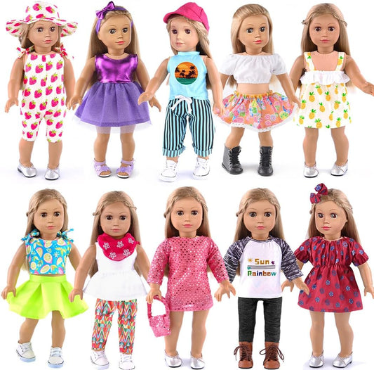 ebuddy 10 Sets 18 Inch Doll Clothes for Creative Playtime Fun