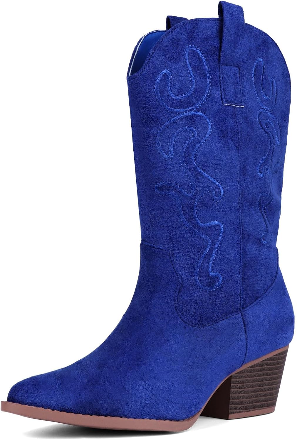 Stylish Mid Calf Cowboy Boots for Women with Chunky Block Heel