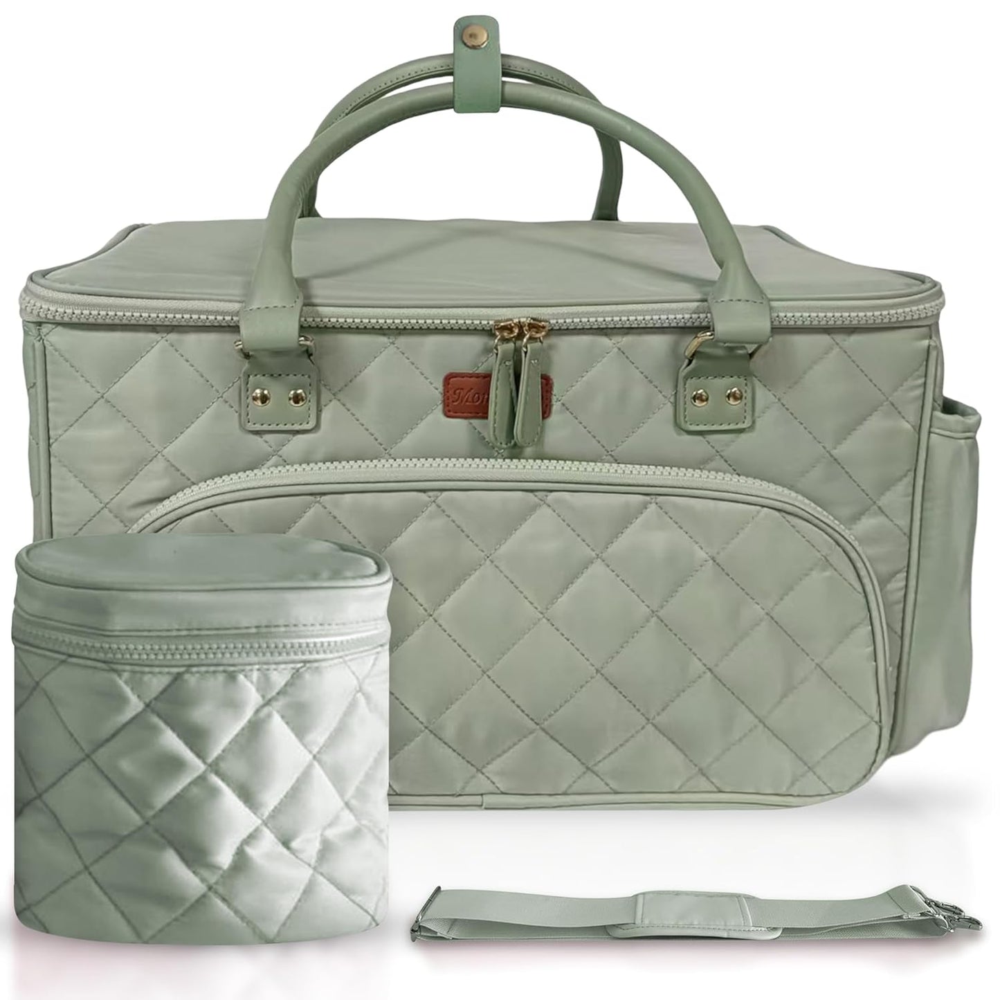 Diaper Bag Tote with Dividers and Insulated Storage Bag in Green