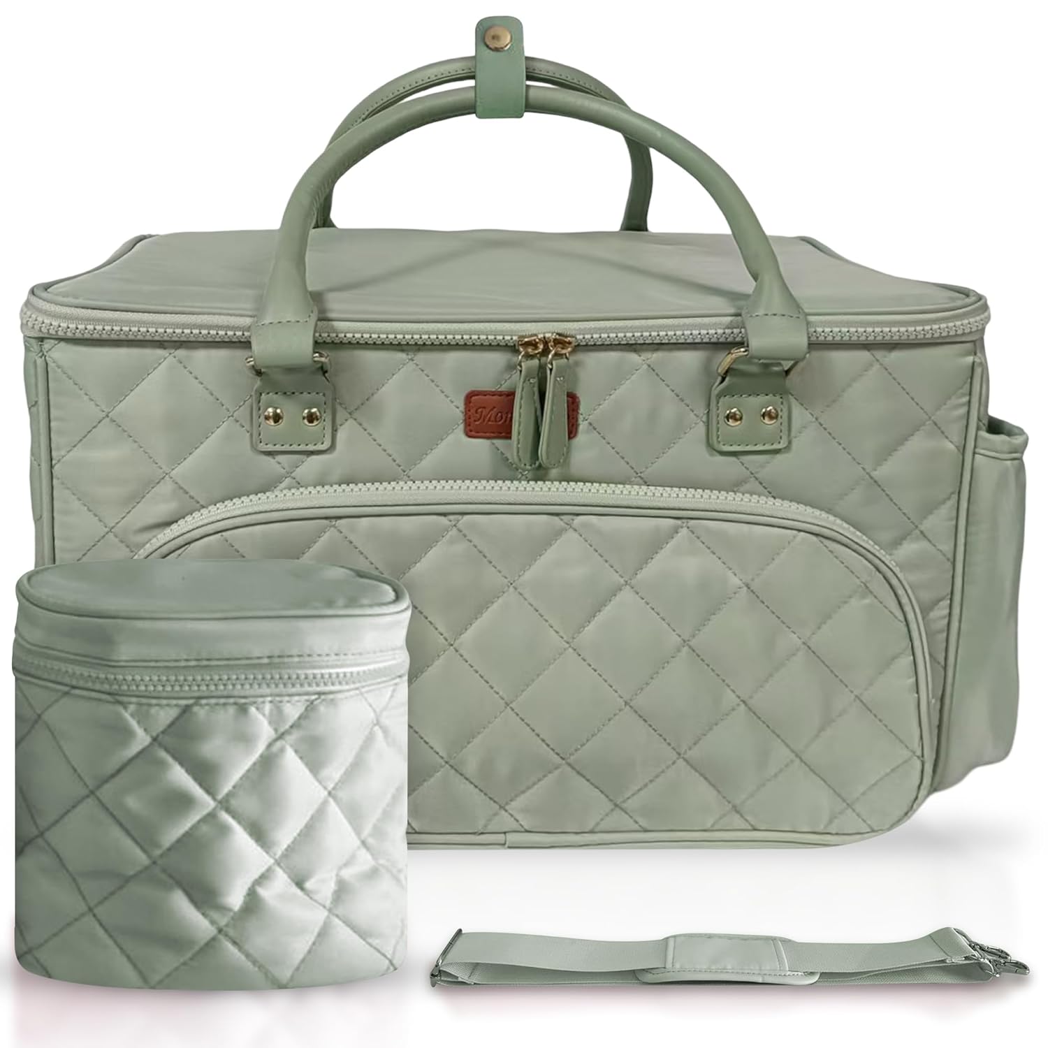 Diaper Bag Tote with Dividers and Insulated Storage Bag in Green