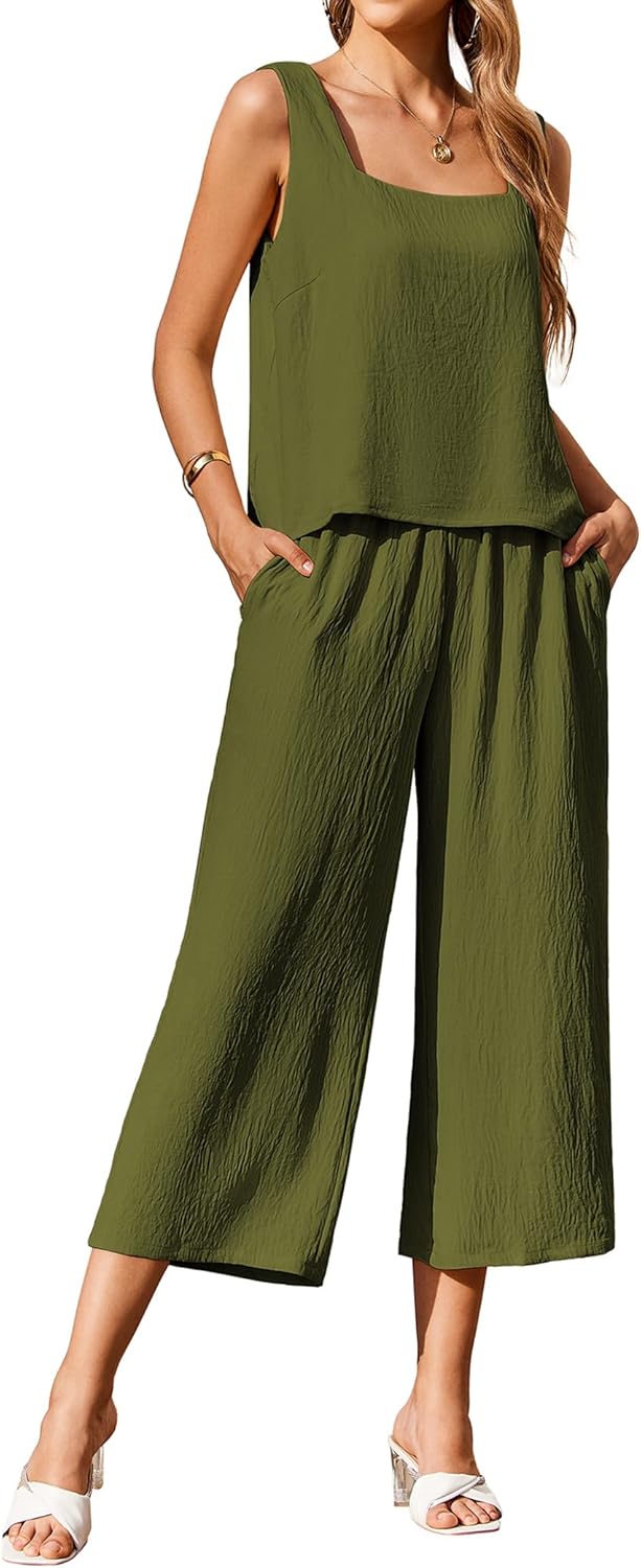 Ekouear Women's 2 Piece Outfits for Summer Vacations and Lounging
