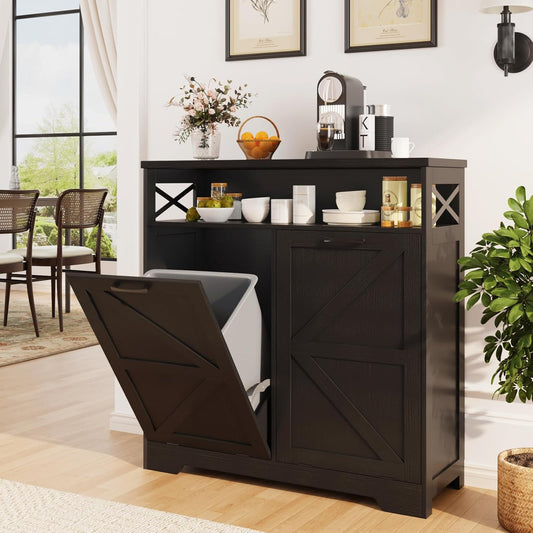 Double Tilt Out Trash Can Cabinet for Stylish Home Organization