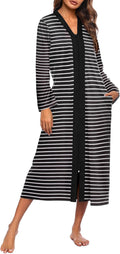 Ekouaer women's zip-up robe with long sleeves for home relaxation