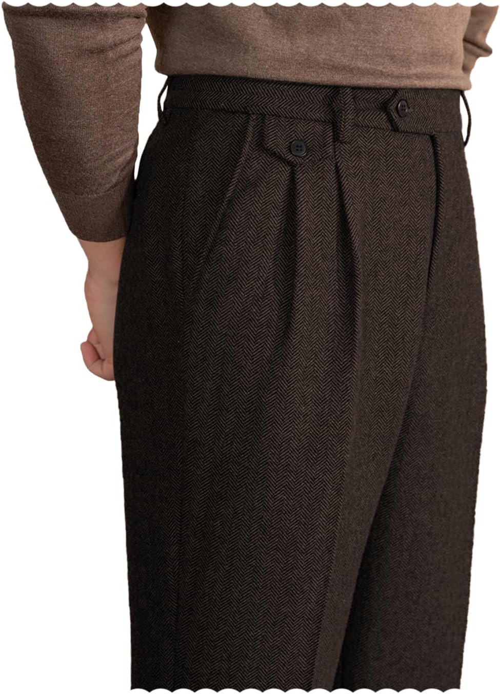 Mens Tweed Herringbone Dress Pants for Stylish Occasions