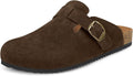 Womens Suede Clogs Mens Genuine Leather Mules Cork (Style JMCT)