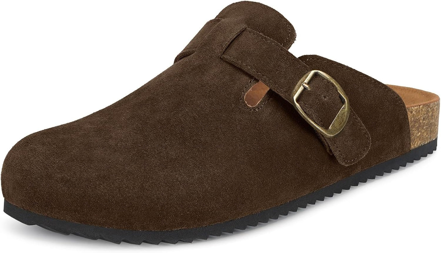 Womens Suede Clogs with Arch Support for All-Day Comfort
