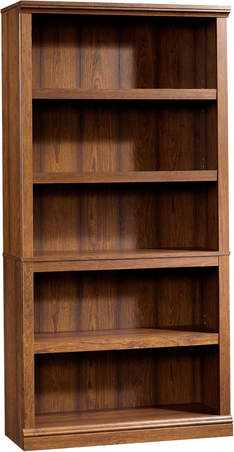 Sauder 5-Shelf Bookcase in Washington Cherry for Versatile Storage
