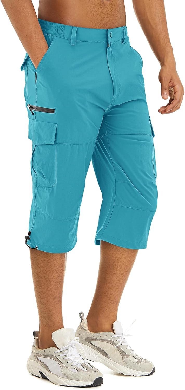 TACVASEN Men's Capri Pants Quick Dry Cargo Hiking Shorts
