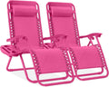 Zero Gravity Lounge Chair Set of 2 - Adjustable Hot Pink Recliners