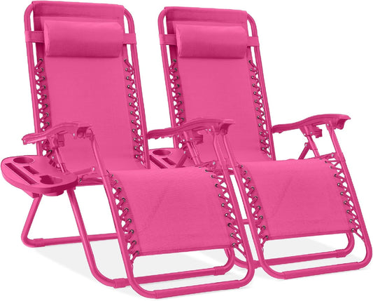 Adjustable Steel Mesh Zero Gravity Lounge Chair Set of 2
