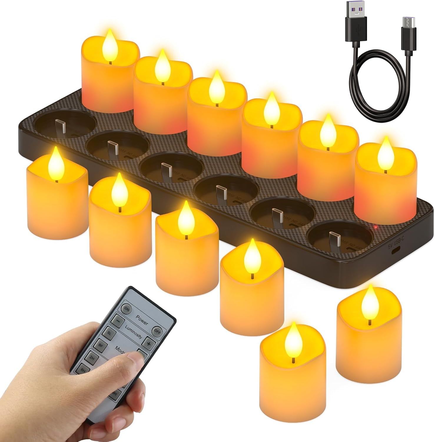 SoulBay Flameless Candles with Remote Timer & Charging Base