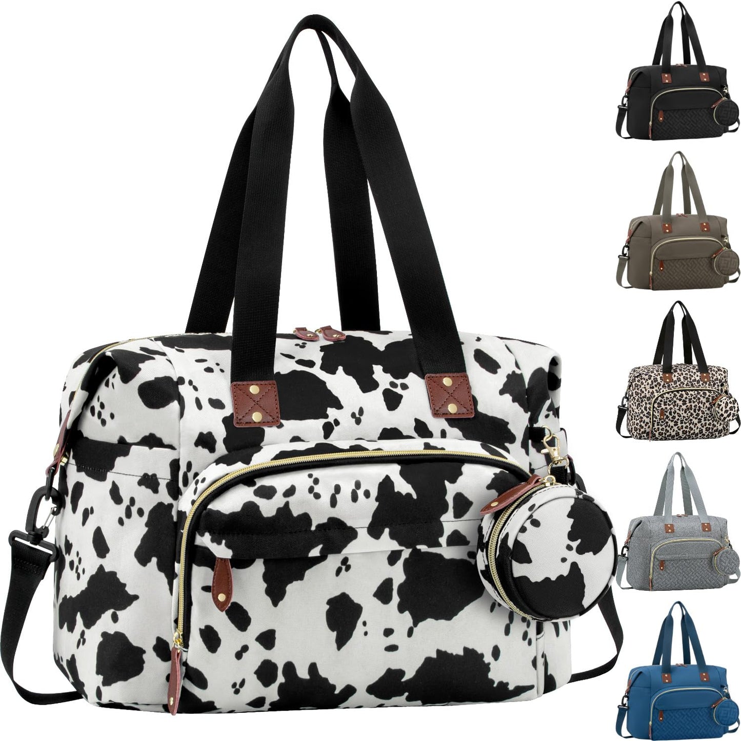 Cow Print Diaper Bag Tote: Stylish & Spacious