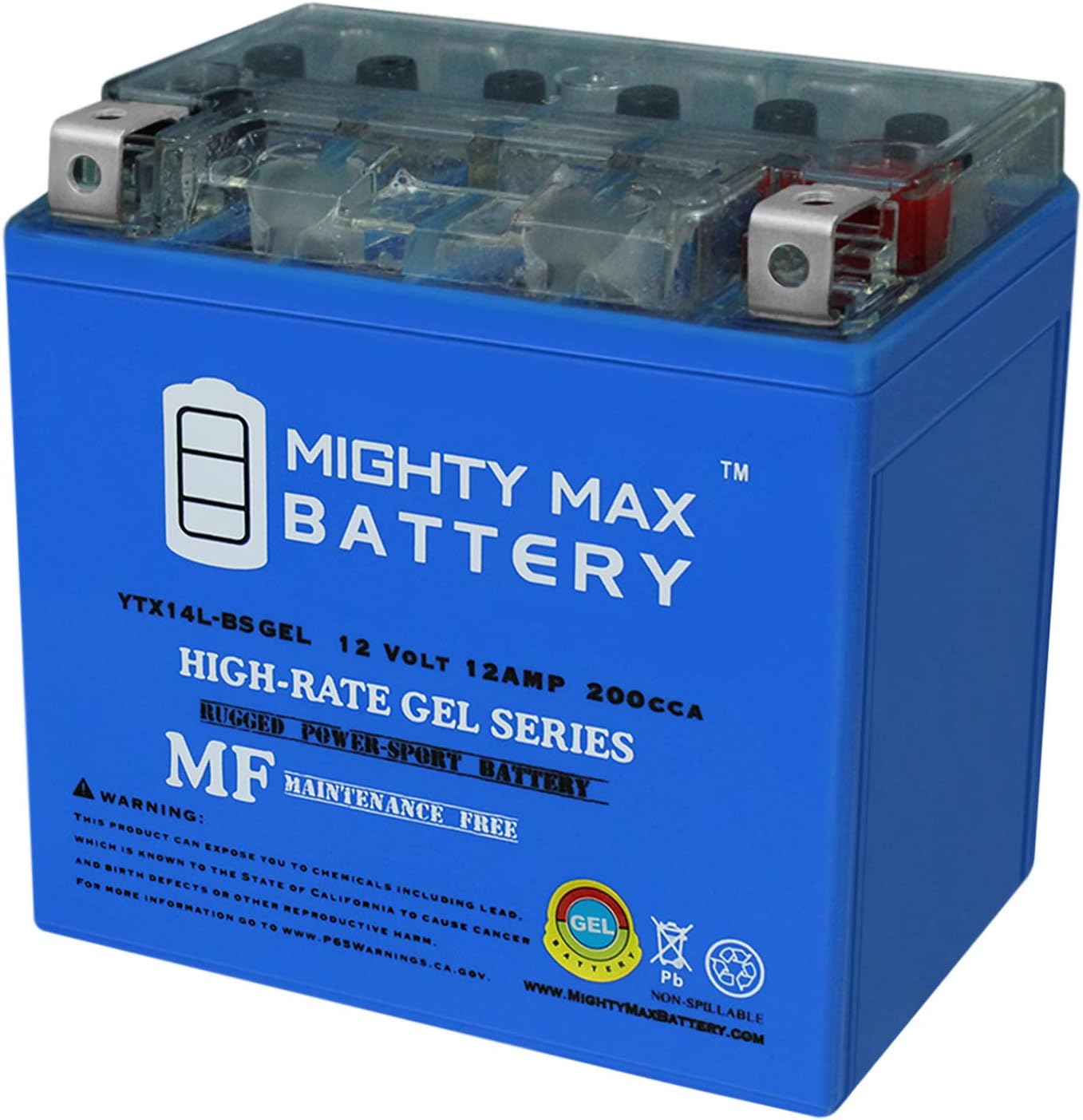 Mighty Max YTX14L-BS GEL 12V Battery for Motorcycles