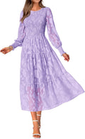 Wedding Guest Dresses Long Sleeve Floral Maxi Dress - Elegant Fall At