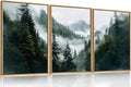 Boho Forest Mountain Framed Canvas Wall Art Set - Sage Green Nature