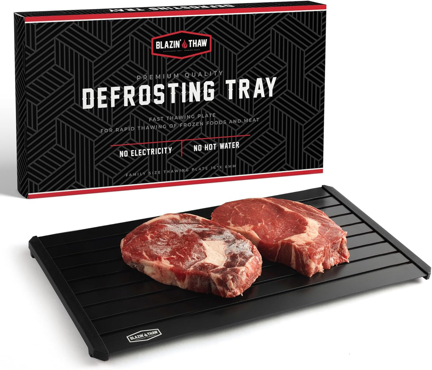 BLAZIN' THAW Defrosting Tray for Frozen Meat - 16 in Family Size