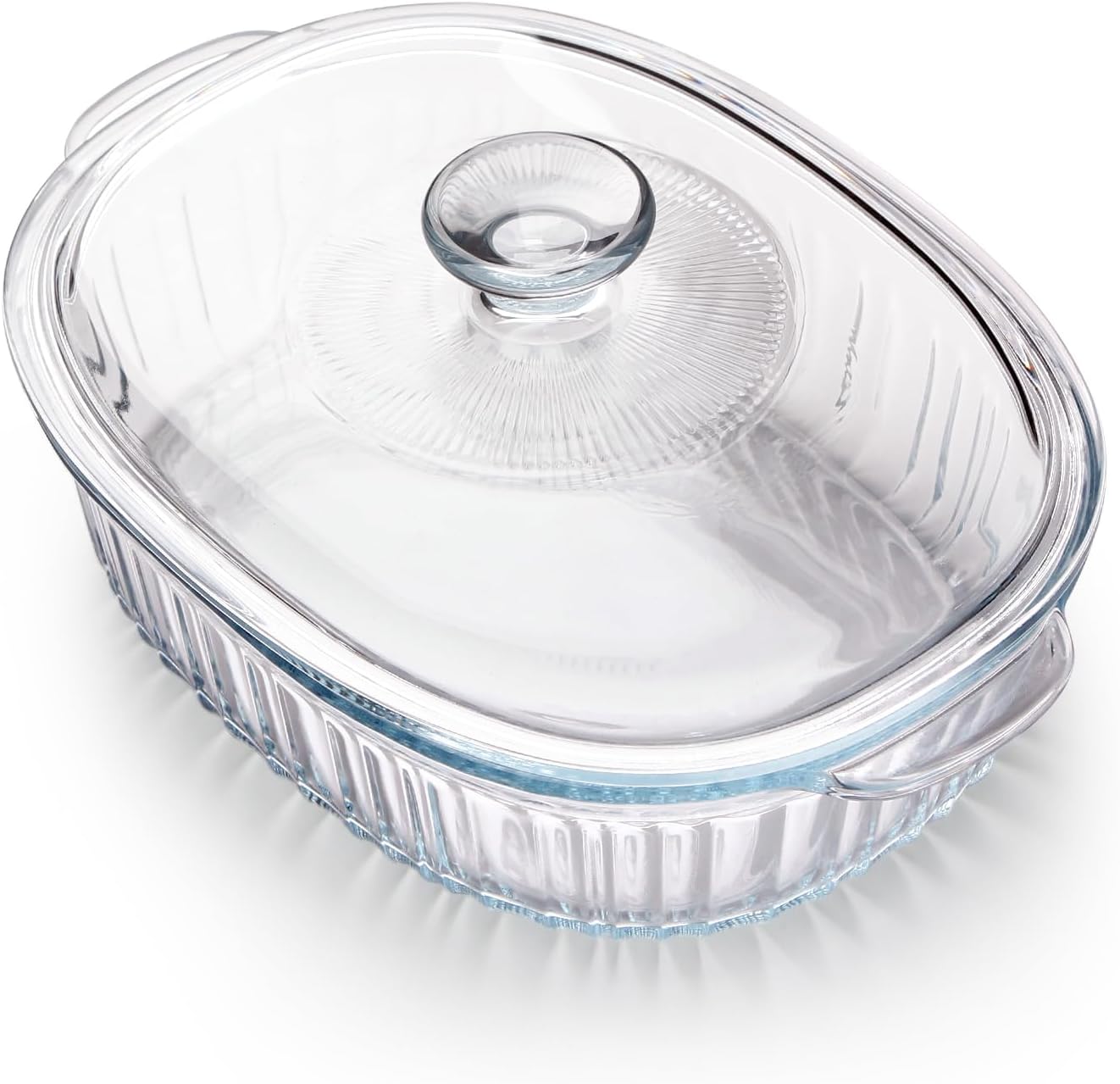 NUTRIUPS 1.9QT Oval Glass Casserole Dish with Lid for Baking