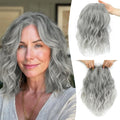 11 in Short Wavy Hair Topper for Women - Silver Grey Volume Boost