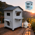 Plastic Outdoor Cat House with Mat - Two Story Insulated Shelter