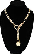 Double Heart O-ring Slip Chain Necklace for Women - Adjustable Punk