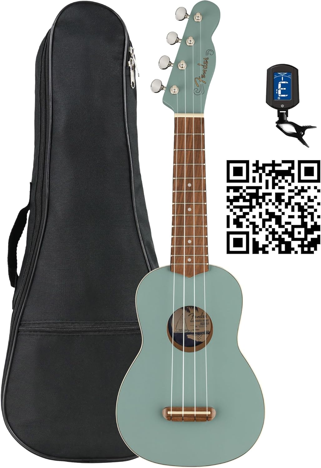 Fender Venice Soprano Ukulele Bundle with Gig Bag and Tuner